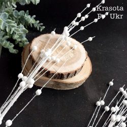 Гілка новорічна з кульками, біла, 70 см Krasota Po Ukr