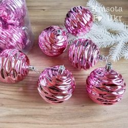 Ялинкова куля 8 см, рожевий металік