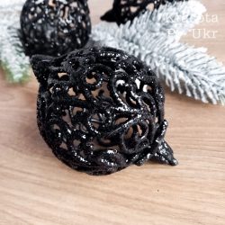 Ялинкова куля “ажур” – 8 см, чорна