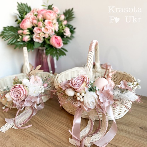 Дорослий та дитячий кошик на Пасху – комплект, дитячий 28 см і дорослий 38 см Krasota Po Ukr