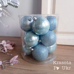 Набір куль 12 штук “зимове небо”, 8 см #859