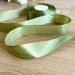 Пастельна оливка #55 атласна стрічка 2,5 см