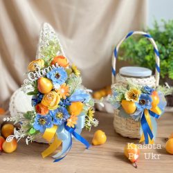 Набір кошика для освячення фруктів та корзинки під мед чи воду, дизайн “патріотичний”