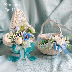 Кошики на фрукти - комплект для мами та сина, дизайн "блакитна свіжість"