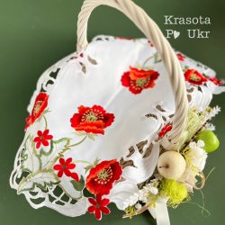 Серветка 42*28см біла, колекція “Польові квіти. Маки” Krasa Po Ukr серветка