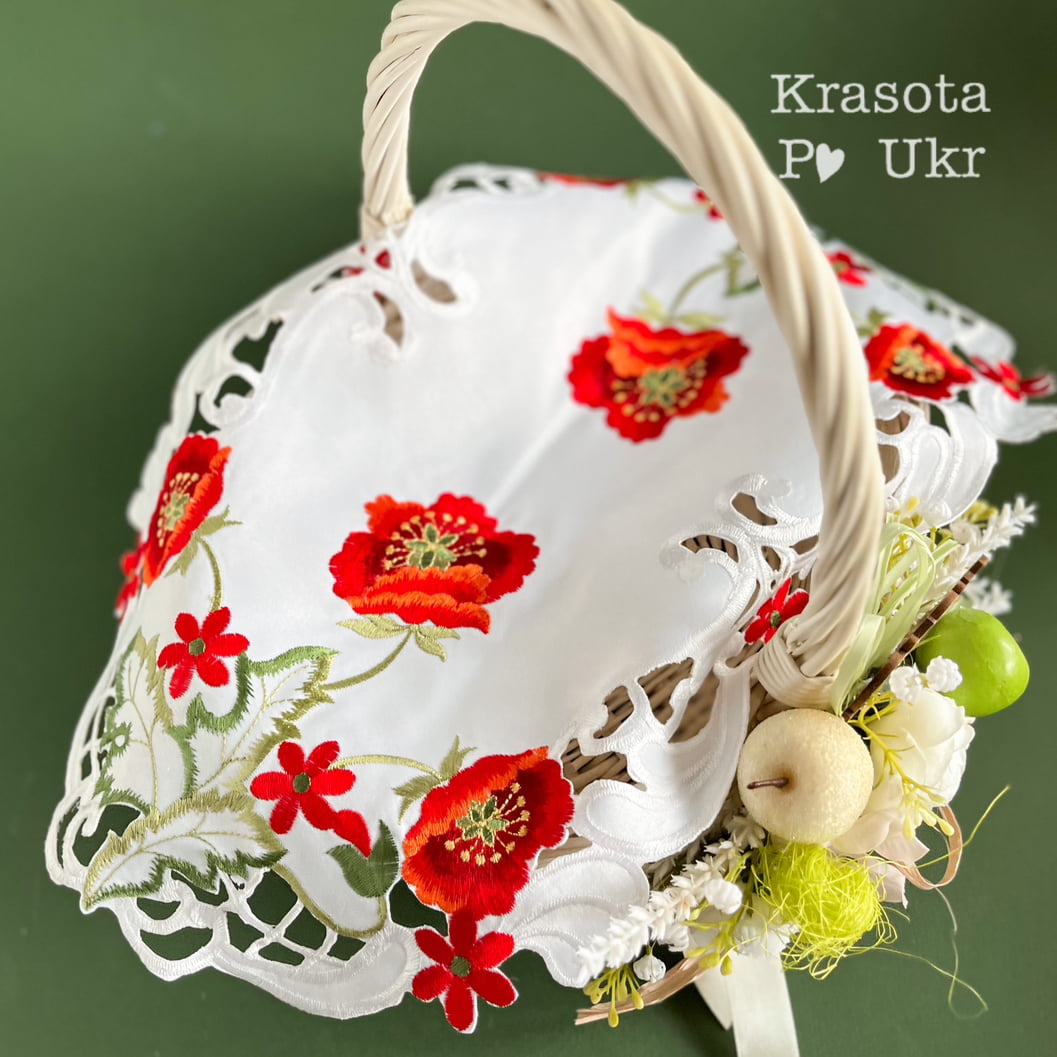 Серветка 42*28см біла, колекція “Польові квіти. Маки” Krasa Po Ukr серветка