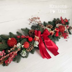 Ялинкова гірлянда з класичним різдвяним декором від Krasota Po Ukr