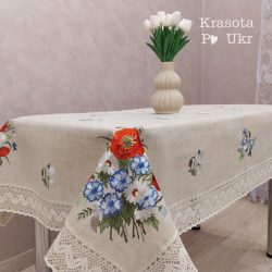 СКАТЕРТИНА З МАКАМИ 110*160 СМ