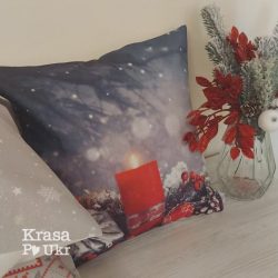 Декоративна наволочка 40*40 см на подушку “різдвяна свічка”