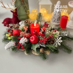 Підсвічник ЯГІДНИЙ 40 cм, колекція “Різдвяна класика” купити недорого Франківськ Krasa Po Ukr