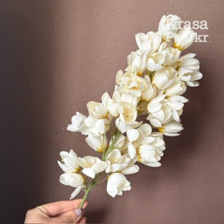 Штучна гілка гліцинії (вістерії) у молочному кольорі (85 см)