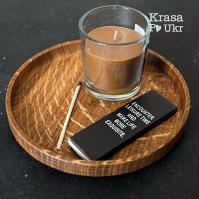 Деревʼяна декоративна тарілка, кругла - дуб