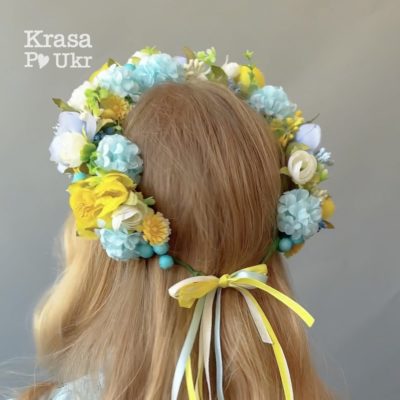 Вінок на голову, дизайн “патріотичний” купити ручної роботи недорого Krasa Po Ukr