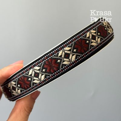 #50 Стрічка декоративна 2,5 см вишита "орнамент" (1 м або рулон)