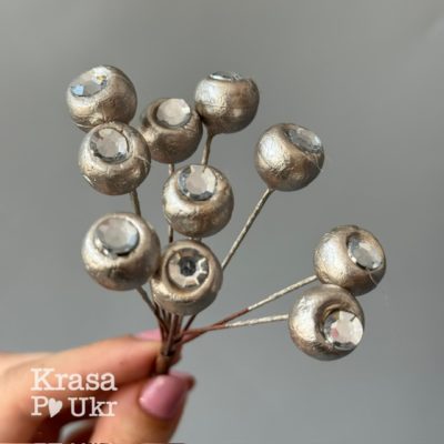 Ягідки 1,7 см з кристаликами , пучок 10 шт, шампань