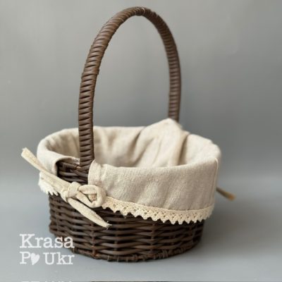 Корзинка з чохлом кругла - шоколадна (19 см)