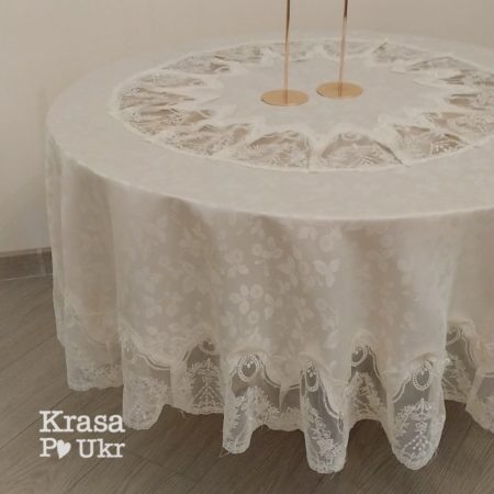 Атласна скатертина «Гламур» на круглий стіл 180 см Krasa Po Ukr