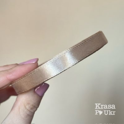 Стрічка атласна 0,9 см - рулон або на метри, колір кава, карамель