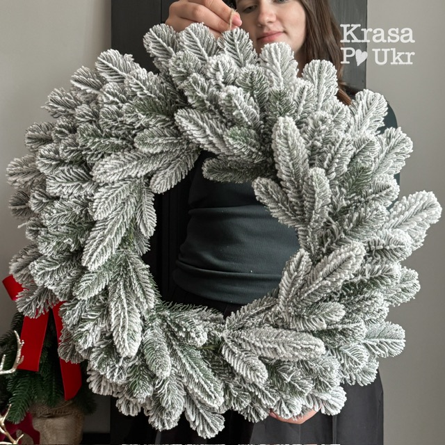 IMG_1214 | Krasa Po Ukr Засніжений вінок великий (55 см) для новорічного декору