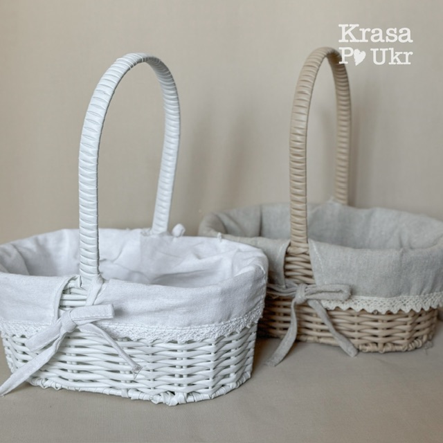 IMG_1303 | Krasa Po Ukr Корзинки з чохлом овальна (15 см) - кремова або біла