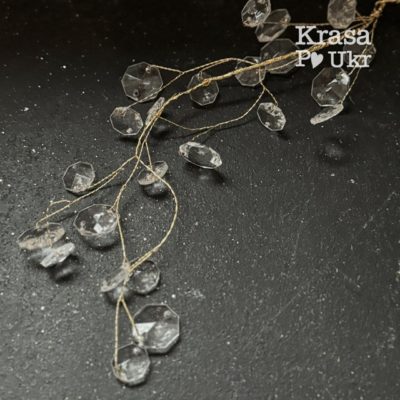 Декоративна новорічна 30 см підвіска з акриловими прозорими кристалами