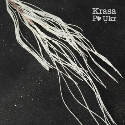 Новорічна гілка 60 см "ниточки павутинки" - біла