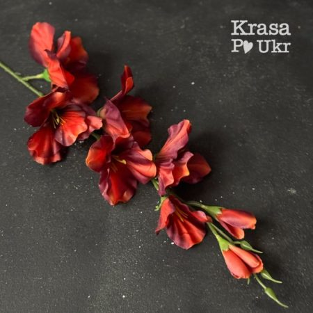 Квіткова гілка 50 см- "осінні гладіолуси" - багряні