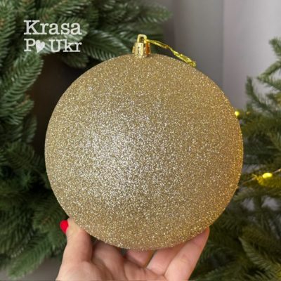 Новорічна іграшка 15 см у глітері, колір шампань-золото