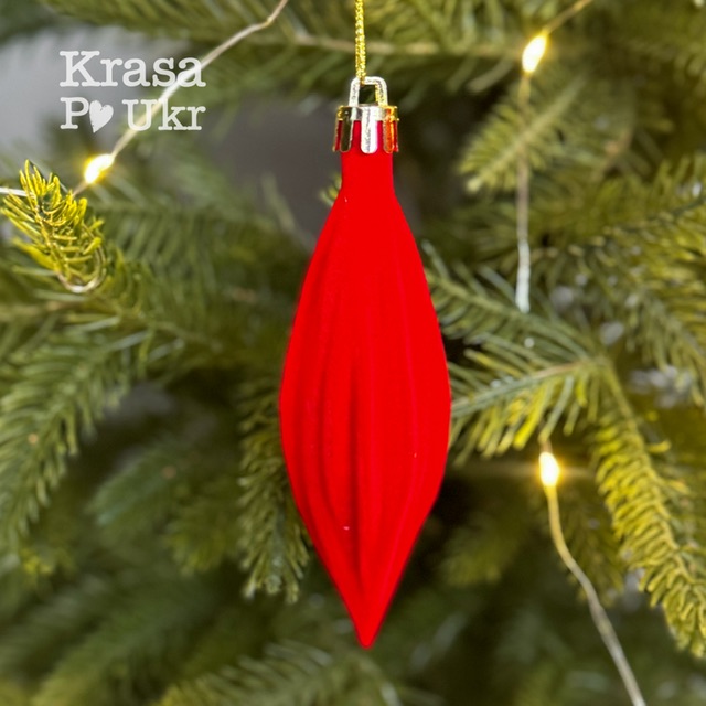 IMG_9798 | Krasa Po Ukr Ялинкова іграшка "фігурна бурулька", бархатна, червона