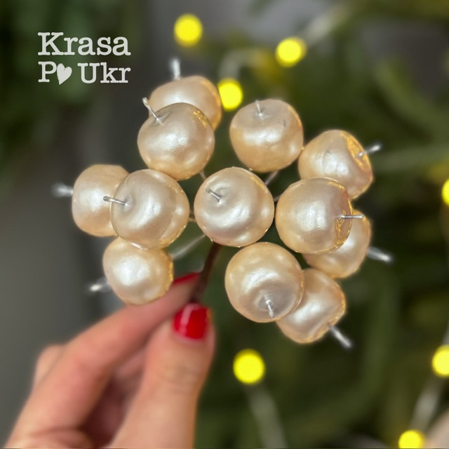 IMG_9799 | Krasa Po Ukr Пучок 12 шт декоративних яблук, кремово перламутрових