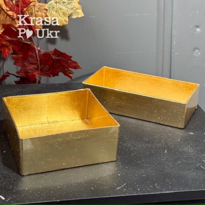 Золоті кашпо для новорічних флористичних композицій (квадратне 14.5 см або прямокутне 20*10 см)
