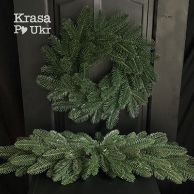 IMG_2282 | Krasa Po Ukr Комплект - вінок-основа 35 см або 45 см і гірлянда з литої хвої 65 см – зелена