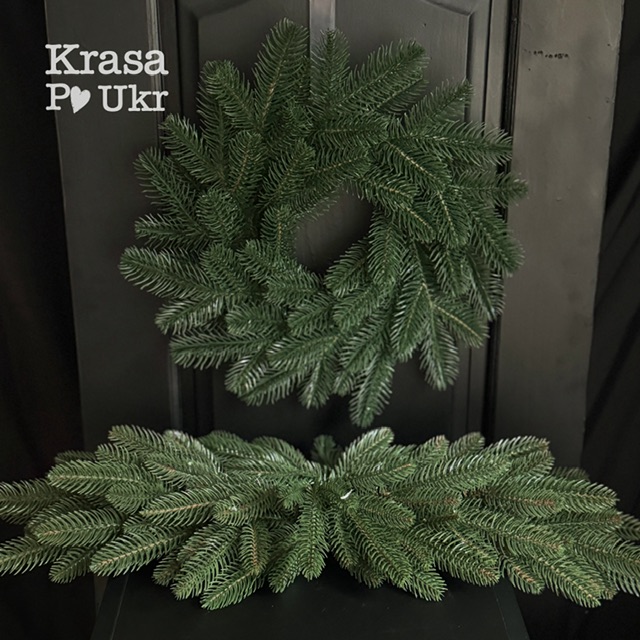 IMG_2282 | Krasa Po Ukr Комплект - вінок-основа 35 см або 45 см і гірлянда з литої хвої 65 см – зелена