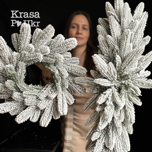 IMG_2286 | Krasa Po Ukr Комплект - вінок-основа 40 см або 50 см і гірлянда з литої хвої 65-70 см – засніжена хвоя