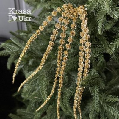 Гілка декоративна 60 см “амарант” для новорічного декору, золота