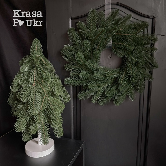 Комплект “зелена класика” — ялинка 50 см і вінок 35 см з литої хвої