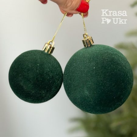 Оксамитова куля 6 см або 8 см – смарагд (1 шт або 6 шт)