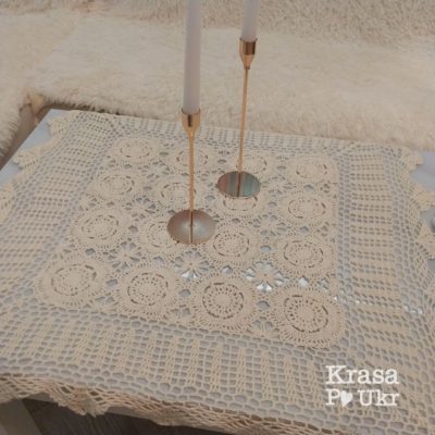 Скатертина “ажурна” гачкована на стіл (90*90 см)