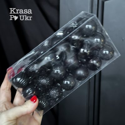 Новорічні кулі (3 см), чорні - набір 36 штук, 18 штук