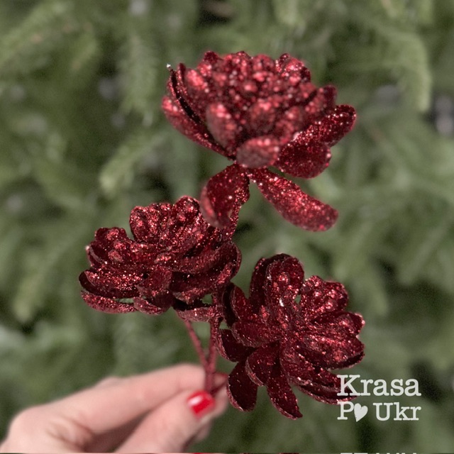 IMG_6647 | Krasa Po Ukr Декоративна гілка з "сукулентами" колір марсал