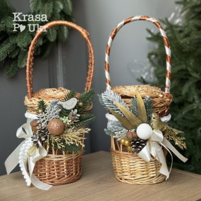 Кошик натуральний з прикрасою для освячення води