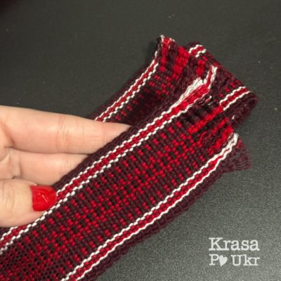 Крайка бордово-червона 7 см ткана в українському стилі для кошиків