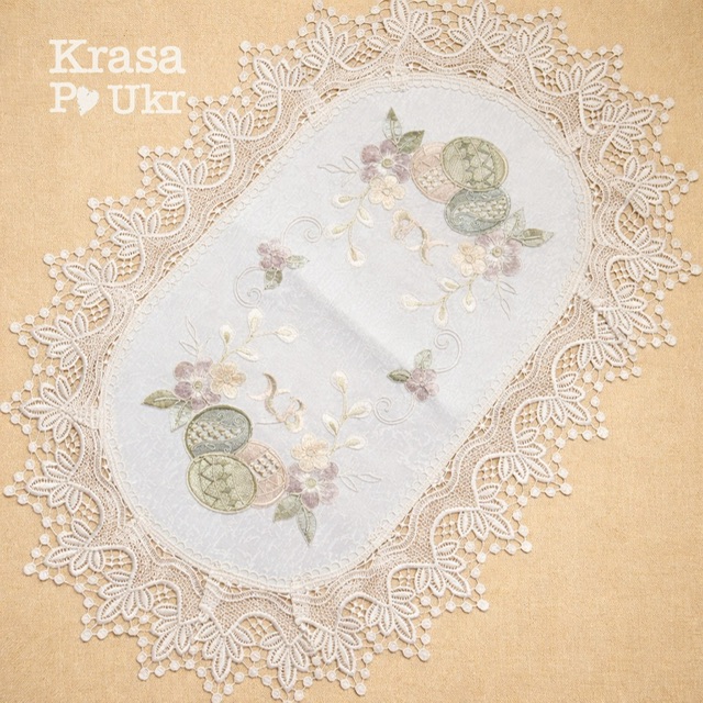 Атласний вишитий рушник на Великдень з мереживом 60×40 см для кошика - Krasa Po Ukr Атласний вишитий рушник на Великдень з мереживом 60×40 см для кошика - Krasa Po Ukr