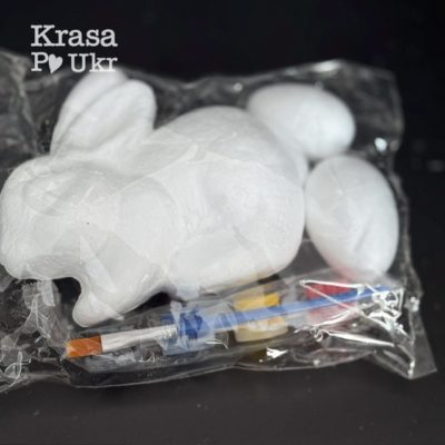 Набір для великодньої творчості з пінопласту — заєць, пінопластові яйця та фарби Krasa Po Ukr