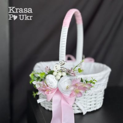 Кошик дитячий для дівчинки з прикрасою і тканиною