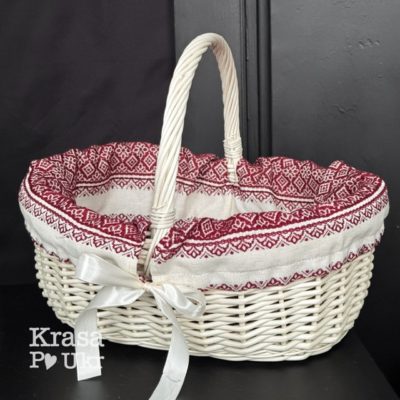 Великодній кошик з тканиною всередині у стилі вишиванки купити Krasa Po Ukr