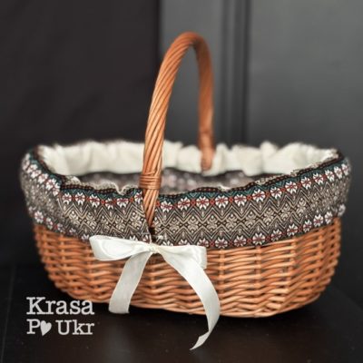Кошик з чохлом з вишитої тканини в етно стилі Krasa Po Ukr