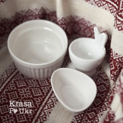 Набір керамічних ємностей для сервірування Великоднього кошика Krasa Po Ukr