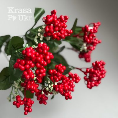 Букет 35 см або гілка штучної червоної декоративної калини