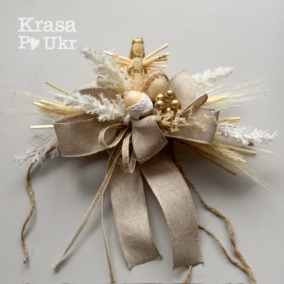 Декорація на великодній кошик з соломʼяним ангелом ручної роботи - дизайн "ангел-оберіг" Krasa Po Ukr